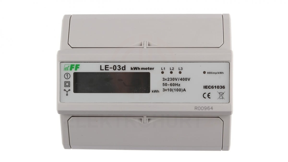 Electricity Meter 3-Phase 60A 230/400V RS-485 MODBUS LCD Display LE-03MP f&f 5908312597216