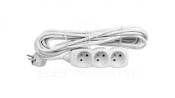 Przedłużacz 3-gniazda z/u 7m /H05VV-F 3G1/ biały P0317