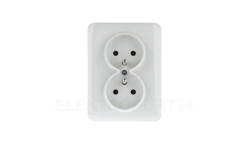 Lumina Gniazdo podwójne z/u 16A kompletne białe WL1220
