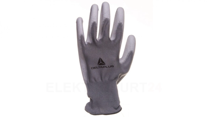 Rękawice dziane z poliestru (100), dłoń powlekana Poliuretanem, ścieg 13 szare rozmiar 9 VE702PG09