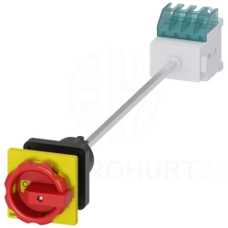 Rozłącznik główny/awaryjny 3P 16A 7.5kW AC23A 400V montaż na płycie z wałkiem pokrętło otwór centralny 22.5 mm 3LD2044-0TK53