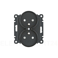 Lumina Gniazdo zasilające z uziemieniem podwójne z przesłoną styków 16A/250VAC czarne WL1343