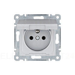 Lumina Gniazdo zasilające z uziemieniem i pokrywą 16 A/250 VAC srebrne WL1122