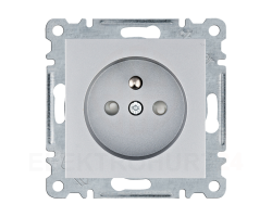 Lumina Gniazdo zasilające z uziemieniem przesłony styków 16 A/250 VAC srebrne WL1042