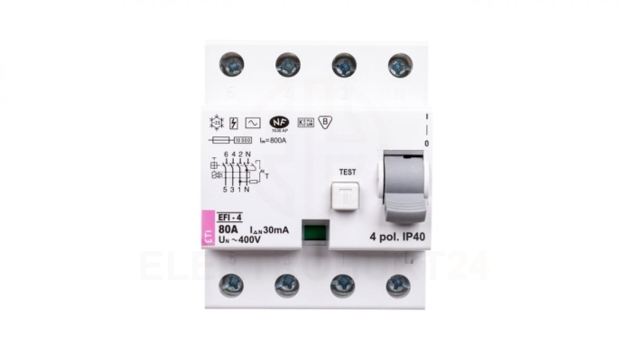 Wyłącznik różnicowoprądowy 4P 80A 0,03A typ AC EFI-4 02062145