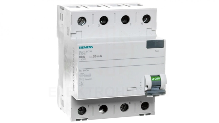 Wyłącznik różnicowoprądowy 4P 80A 0,03A Typ AC 30mA 400V SENTRON 5SV4347-0