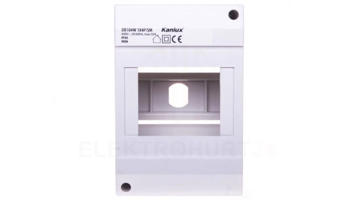 Rozdzielnica modułowa 1x4 natynkowa IP30 IK06 II klasa bez drzwi DB104W 1X4P/SM biała 3851