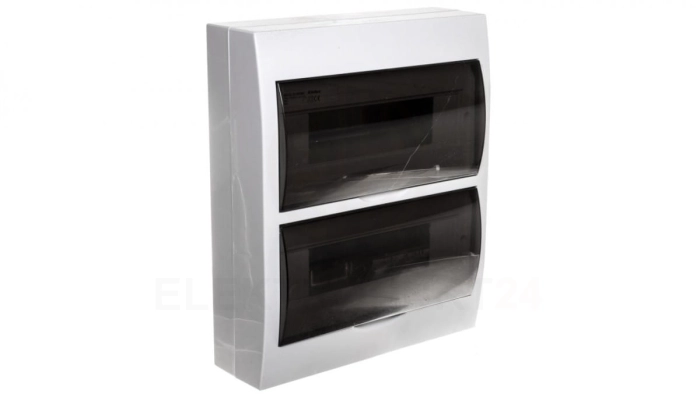 Rozdzielnica modułowa 2x12 natynkowa IP40 IK06 N+PE II klasa drzwi transparentne szare DB212S 2X12P/SMD biała 3835
