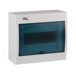 Rozdzielnica modułowa tworzywo 1x8 natynkowa IP30 IK07 N+PE II klasa drzwi transparentne niebieskie KDB-S08T biały 23611