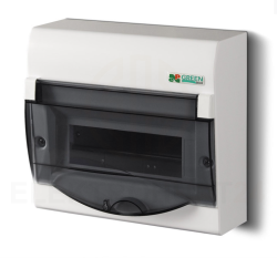 Rozdzielnica modułowa 1x8+2 n/t GREEN BOX RN 1/8+2 drzwi transparentne dymne N+PE IP40 2352-01