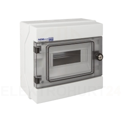 Rozdzielnica hermetyczna modułowa (500V AC ,1000V DC) 1x8 natynkowa IP65 RH-8/Z (z zamkiem) 36.9