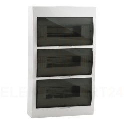 Rozdzielnica modułowa tworzywo 3x12 natynkowa IP40 IK06 N+PE II klasa drzwi transparentne szare DB312S 3X12P/SMD biały 3836