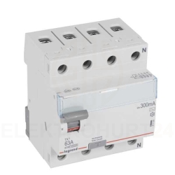 Wyłącznik różnicowoprądowy 4P 63A 0,3A typ AC P304 TX3 411729