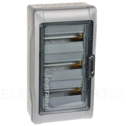 Rozdzielnica RN65 3x18 natynkowa z listwami IK09 IP65 drzwi transparentne 601947