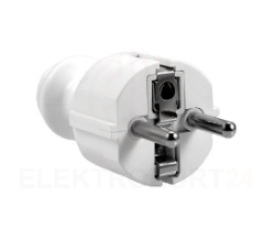 Wtyczka prosta 16A z/u UNI-SCHUKO 230V rozbieralna biała WT-30