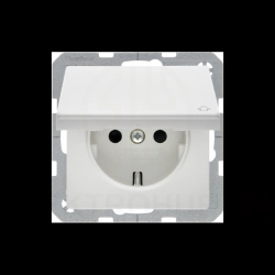 Q.1 Gniazdo SCHUKO z samozamykającą pokrywą śnieżnobiały aksamit 47516089