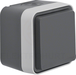 Berker W.1 Gniazdo pojedyncze SCHUKO kompletne IP55 szary 47403515