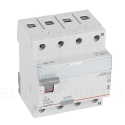 Wyłącznik różnicowoprądowy 4P 63A 0,5A typ AC P304 TX3 411739