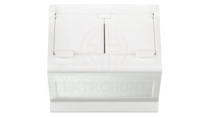 Simon Connect Płytka K45 gniazda teleinformatycznego podwójnego 2xRJ skośna z przesłoną czysta biel KB80/