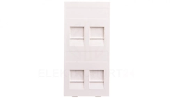 Simon Connect Płytka CIMA gniazda teleinformatycznego poczwórnego 4xRJ płaska z przesłoną czysta biel S76c/9