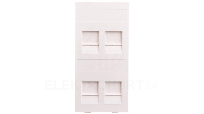 Simon Connect Płytka CIMA gniazda teleinformatycznego poczwórnego 4xRJ płaska z przesłoną czysta biel S76c/9