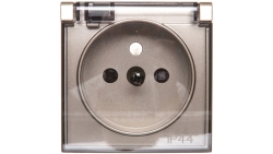 Simon 54 Pokrywa gniazda do wersji IP44 z przesłonami z klapką transparentną złoty mat DGZ1BUZP/44A