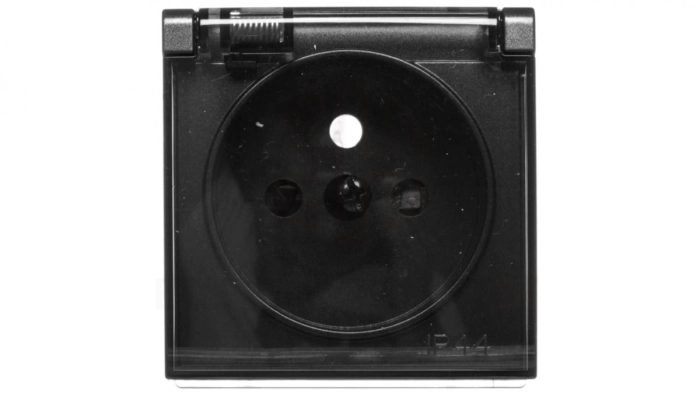 Simon 54 Pokrywa gniazda do wersji IP44 z przesłonami z klapką transparentną antracyt DGZ1BUZP/48A