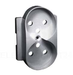 Pokrywa gniazda podwójnego z przesłonami do ramek DETAIL aluminium 82068PDZ-93