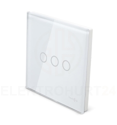 TouchMe Duży panel szklany, łącznik potrójny, biały TM703W