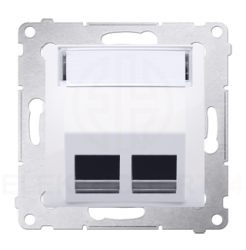 Simon 54 Pokrywa gniazda teleinformatycznego podwójnego 2xRJ Keystone skośna biała DKP2S.01/11
