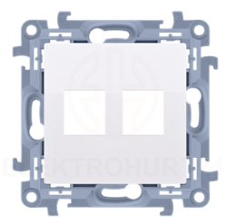 Simon 10 Pokrywa gniazd teleinformatycznych na Keystone płaska podwójna biała CKP2.01/11