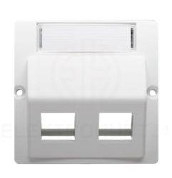 Simon Basic Pokrywa gniazda teleinformatycznego podwójnego RJ skośna z polem opisowym biała BMGKS2P/11