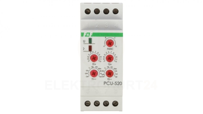 Przekaźnik czasowy 2P 8A 0,1sek-576h 230V AC wielofunkcyjny PCU-520