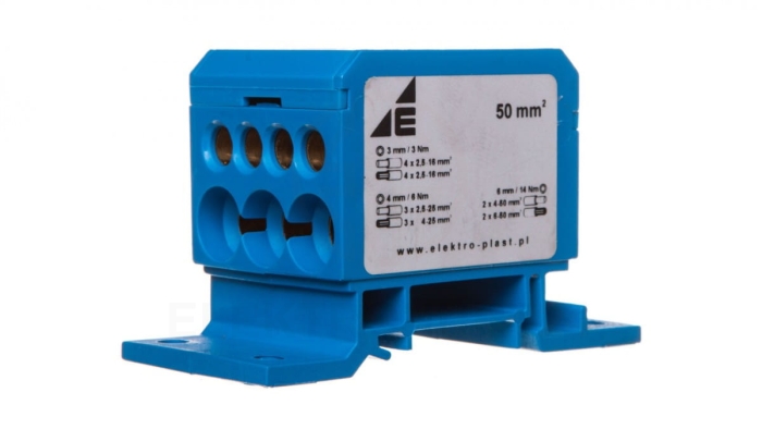 Blok rozdzielczy 2x4-50mm2 + 3x2,5-25mm2 + 4x2,5-16mm2 niebieski DB1-N 48.11