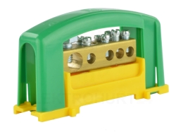 Zacisk ochronny 1x35, 4x16 żółto-zielony z pokrywą na szynę TH35 E.4125P
