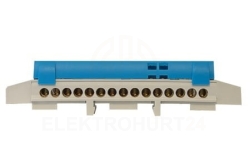 Listwa zaciskowa na szynę 15-torowa niebieska TH35 IP20 E.4171