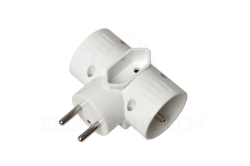 Rozgałęziacz wtyczkowy 2x 2P+Z +1xEURO biały AE-RU0121-00
