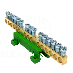 PE15 kolor zielony 15x16mm2 Listwa zaciskowa uziemiająca MAD0015G15