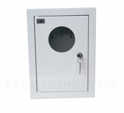 Szafka licznikowa podtynkowa metalowa 1x1F zamek okienko IP40 RAL 9003 A-RW18