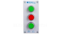 Kaseta sterownicza 3-otworowa 2xzielony/czerwony 2Z 1R IP65 1x membrana M20 szara SP22K3\02-2