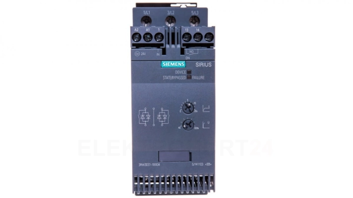 Softstart 3-fazowy 200-480VAC 63A 30kW/400V Uc=24V AC/DC S2 3RW3037-1BB04