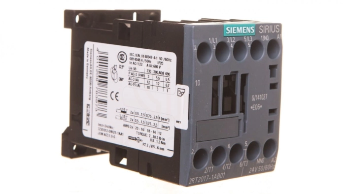 Stycznik mocy 12A 3P 24V AC 1Z 0R S00 3RT2017-1AB01