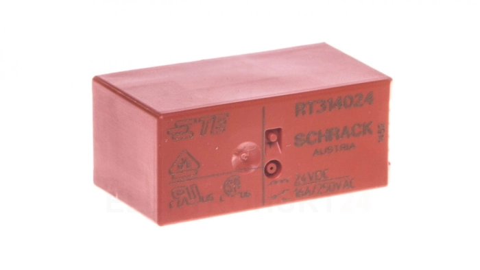 Przekaźnik wtykowy serii RT 1CO 24V DC szerokość 15,5mm LZX:RT314024