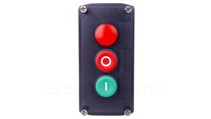 Kaseta sterownicza 3-otworowa I/O + lampka sygnalizacyjna czerwona 24V AC szara IP65 XALD363B