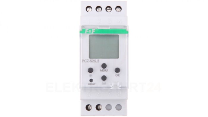 Zegar sterujący cyfrowy 16A astronomiczny jednokanałowy z programowalną przerwą nocną 24-264V AC/DC PCZ-525.2