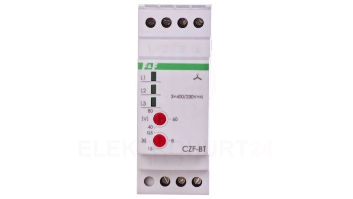 Przekaźnik zaniku i asymetri faz 10A 1P 0,5-5sek 40-80V CZF-BT