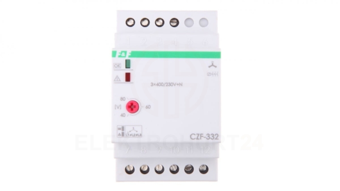 Przekaźnik zaniku i asymetrii faz z kontrolą styków stycznika 10A 1P 4sek 40-80V CZF-332