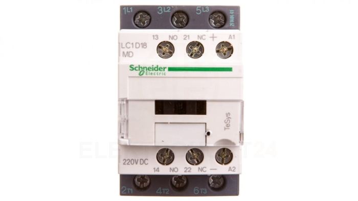 TeSys Deca Stycznik mocy 18A 3P 220V DC 1Z 1R LC1D18MD