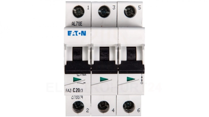 Wyłącznik nadprądowy 3P C 20A 15kA AC FAZ C20/3 278874
