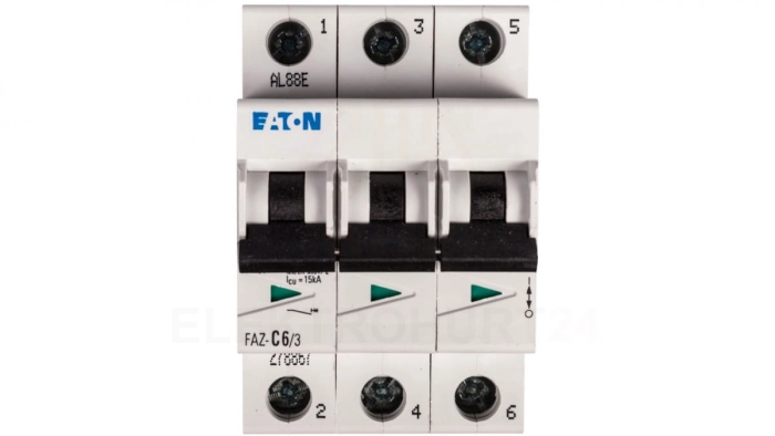 Wyłącznik nadprądowy 3P C 6A 15kA AC FAZ C6/3 278867